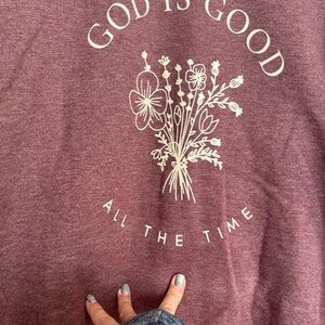 NWOT. Gildan Maroon Burgundy God is Good Sweatshirt